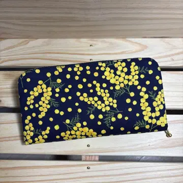 핸드메이드 장지갑 [ 북유럽 ] 미모사 [ 네이비 ]