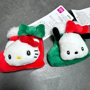 새상품 헬로키티 포차코 크리스마스 봉제 인형 산타 키링