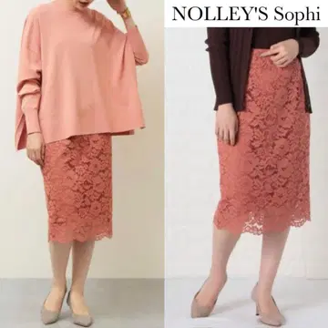 노리즈소피 러셀 레이스 타이트 스커트 오렌지