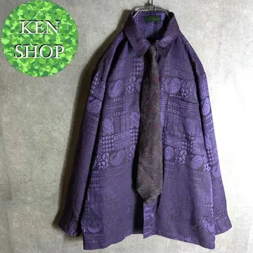 넥타이 셔츠 메탈릭 퍼플 디자인 총무늬 던힐 빈티지 구제 의류