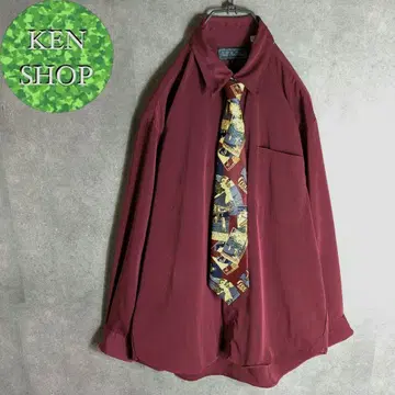 넥타이 셔츠 와인 레드 레트로 디자인 패턴 캐주얼 구제 의류