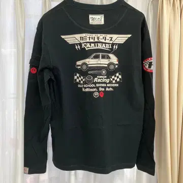 카미나리 레이싱 블랙 롱 슬리브 티셔츠