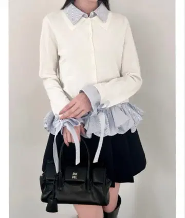 SNIDEL 셔츠 도킹 헴 볼륨 니트 풀오버 아이보리