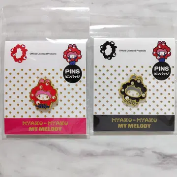마이멜로디 미야쿠미야쿠 핀 배지 색상 차이 컬러 금 블랙 모노크롬 금