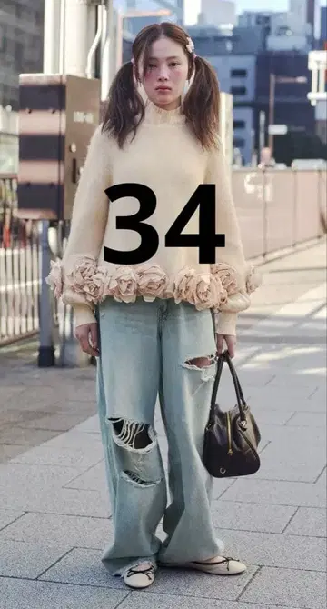 새상품 ZARA TRF 미드 라이즈 접이식 허리 데님 팬츠