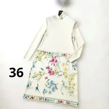 LEONARD 레오나르 실크 울 리브 니트 원피스