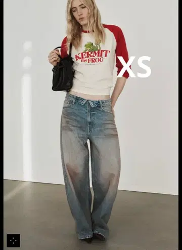 TRF 미드라이즈 접힌 허리 데님 팬츠 zara