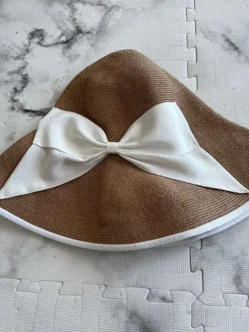 새상품급 아테나 뉴욕 Kimberly 화이트 리본 밀짚모자