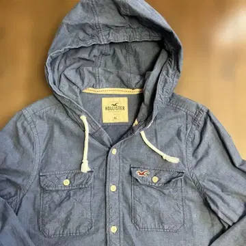 홀리스터 후드 부착 셔츠 XL 네이비 블루 후드티 후디