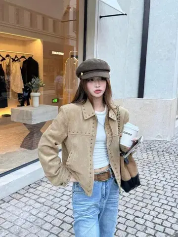 shein 스터드 스웨이드 자켓