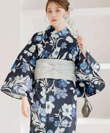 DITA [시착만 한 상품] 유카타 세퍼레이트, 오비, 일본 나막신 세트