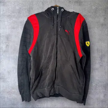 PUMA 페라리 지퍼 후드티 자수 로고 구제 의류 vintage