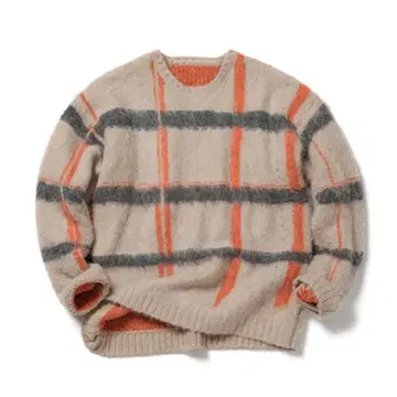 PAMM 리버서블 투명한 공기 체크 니트 스웨터