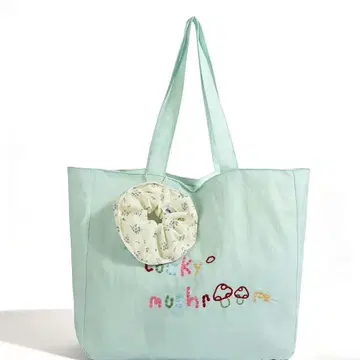 버섯 자수 토트백 민트 그린