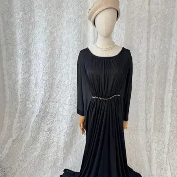빈티지 블랙 원피스 돌먼 슬리브 맥시 길이 시어 루즈핏 고급