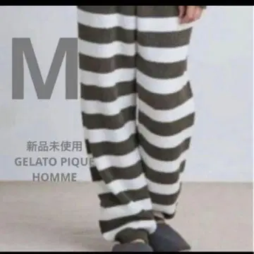 새상품 GELATO PIQUE HOMME 보더 롱 팬츠 카키