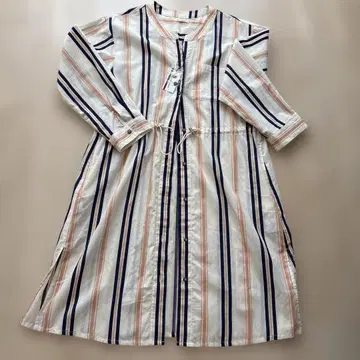 허시파피 긴팔 셔츠 원피스 스트라이프 롱 기장