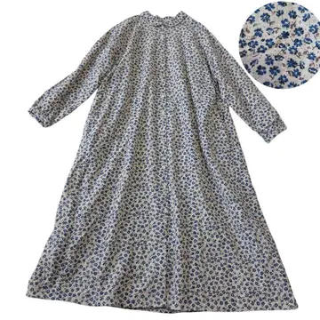 사만사 모스모스 [ M ] 꽃무늬 코튼 롱 원피스 백리본