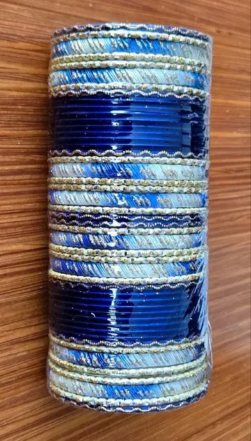 양팔용 파랑과 금색 그라데이션 뱅글 팔찌