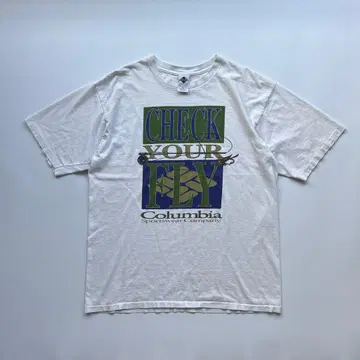빈티지 컬럼비아 플라이 낚시 T셔츠 송어 낚시