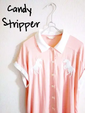 D222167 Candy Stripper 유니콘 자수 블라우스