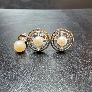 실버 펄 장식 커프스 링크 타이 턱핀 세트