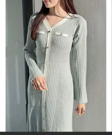 mercuryduo 바이컬러 니트 원피스 민트