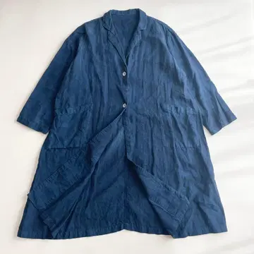 blue in green 타카기염공 린넨 코트 인디고 겉옷 일본제
