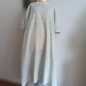 사만사 모스모스 미사용 도트 무늬 퍼프 슬리브 롱 원피스