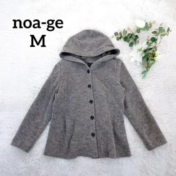 노아제 후드 부착 자켓(M) 그레이 울 혼방 얇은 소재 페미닌