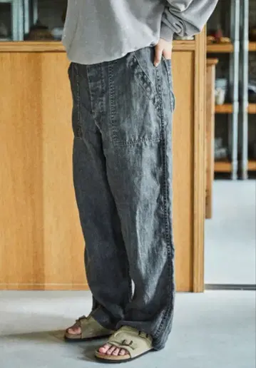 [미사용 새상품] orSlow 린넨 퍼티그 팬츠 그레이 3