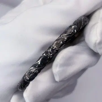 하와이안 주얼리 6mm 손 조각 뱅글 전통 패턴 블랙 M