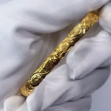 하와이안 주얼리 6mm 손 조각 뱅글 전통 패턴 골드 M