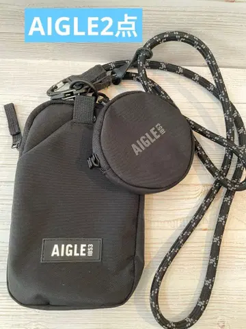 AIGLE 스마트폰 숄더백 블랙 잡화 파우치 포함