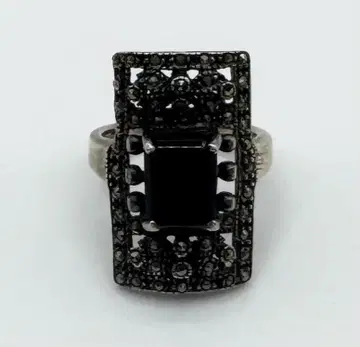 [ 앤티크풍 ] 오닉스 & 마카사이트 실버 반지 ( 13호 )