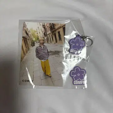 COMFY 플라워 키체인 (퍼플) 포스카, 스티커 세트