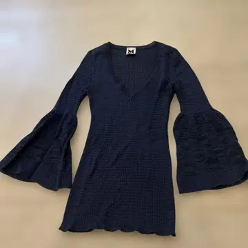 MISSONI 네이비 플레어 슬리브 니트 원피스