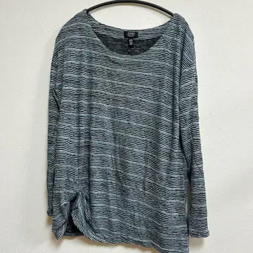 JONES NEW YORK 밑단 트위스트 보더 티셔츠 XXL