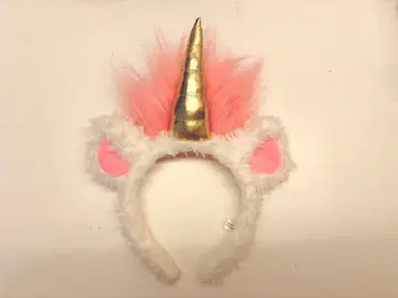 유니콘 머리띠 화이트 핑크