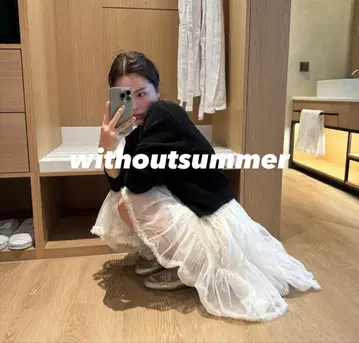 완판템 withoutsummer 쉬폰 미디 스커트