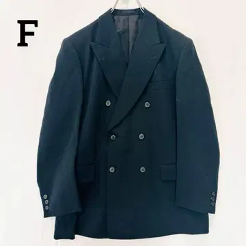 테일러드 자켓 더블 브레스트 포멀 어깨 패드 포함 블랙 F