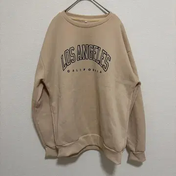 SHEIN 로스앤젤레스 프린트 베이지 맨투맨 새상품급