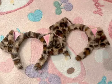 레오파드 무늬 늘어진 귀 머리띠 2개 세트