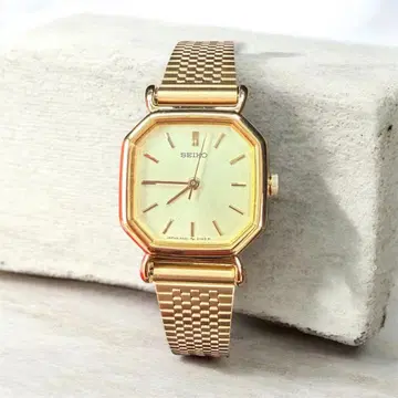 SEIKO 4N21-5022 옥타곤 골드 다이얼 여성용 손목시계