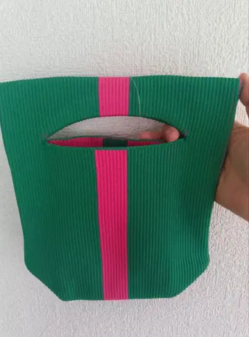 미사용 리사이클 핸드백 그린 핑크