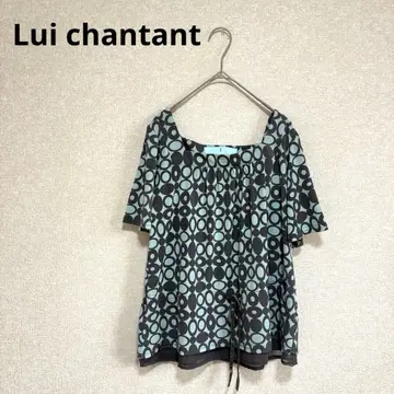 Lui chantant 루이샨탄 기하학 패턴 블라우스 스퀘어넥 M