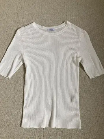 1_OF MINE 유나이티드 애로우즈 화이트 반팔 리브 니트