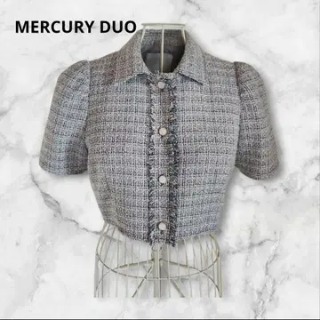 MERCURY DUO 하프 슬리브 트위드 핏 자켓 펄 버튼