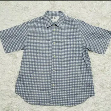 MHL. 반팔 셔츠 체크 린넨 혼방 L