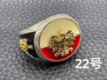 빈티지 폴란드군 독수리 국장 시그넷 반지 실버 & 골드 22호